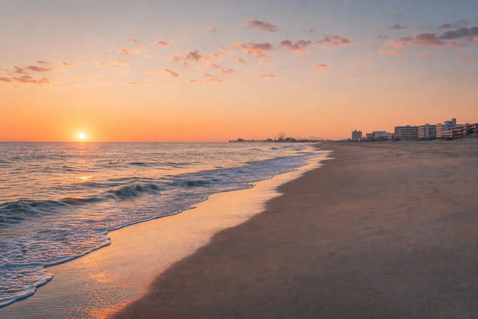 Wide Atlantic beach and open shoreline in Ocean City, Maryland